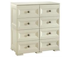Tontarelli Omnimodus Cassettiera Grande 8 Cassetti Piccoli, Plastica, Angora, 79x47x85.5 cm