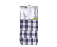 Soleil dOcre 838005 quadretti Normands-Set di 3 asciugamani, in cotone, dimensioni: 45 x 45 cm, COLOR_NAMEe: Blu