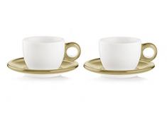 Fratelli Guzzini Gocce Tazze Cappuccino con Piattino, Porcellana, Sabbia