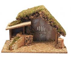 Bertoni in Legno Sughero/Muschio presepe capanna Statua, Legno, Taglia Unica