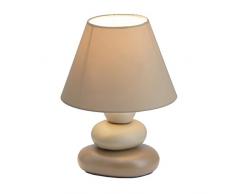 Brilliant 92907/20 Paolo - Lampada da tavolo a effetto pietre, in ceramica e tessuto, h 23 x 17 cm, colore: Marrone