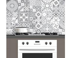 Ambiance-Live, Adesivo da Parete, Adesivo murale: 60 Adesivi per Piastrelle |Â Fotomurale - Mosaico Bagno e Cucina |Â Piastrella Adesiva - Sfumature di Design Vintage di Grigio - 10 x 10 cm - 60 Pezzi