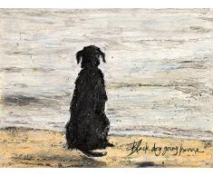 L Arte Gruppo Sam Toft Nero Dog Going Home Stampa su Tela, Cotone, Multicolore, 1.8Â x 30Â x 40Â cm