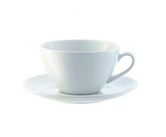 LSA International - Tazza per cappuccino e piattino curvo. modello Dine. 0.35 litri. confezione da 4. colore: bianco