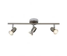 Brilliant AG g54816/77Â Wesley Plafoniera LED a 3Â luci metallo 2,5Â W Integrated acciaio/cromo