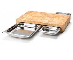 Continenta Tagliere in Legno Multifunzione, con 3Â cassetti in Acciaio Inox, 50Â x 32,5Â x 8Â cm