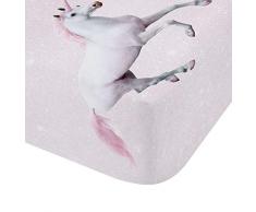 Catherine Lansfield Enchanted Unicorn, Rosa, Lenzuolo con Gli Angoli 1 Piazza
