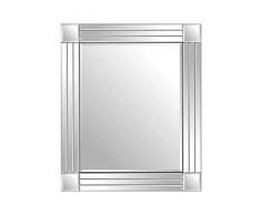 MirrorOutlet Specchio da Parete in Stile Veneziano con Tripla smussatura, 68 cm x 58 cm, Colore: Argento