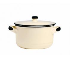 Bitossi Home Pentola Con Manici In Terracotta, 3 Lt, Crema