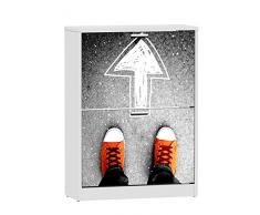 Suarez H329-SNBW Scarpiera a 2 scomparti modello sneakers, in melamina, Bianca, 60 x 82 x 24,2 cm