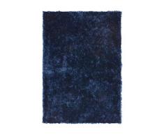 Lalee - Tappeto morbido a pelo lungo, 100% poliestere, Blu, 80 x 150 cm