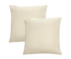 Biberna 0077144Â Jersey di federe in 100% Cotone con Cerniera, Confezione da Pezzi, 40Â x 40Â cm, Naturale, 27Â x 18Â x 2Â cm