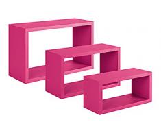 Sanitec Trittico Mensole da Parete, Legno, Fuxia, 15.5x45.0x27.0 cm, 3 unità