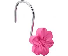 AmazonBasics - Ganci per tenda da doccia, a forma di fiore, colore rosa, 9 UnitÃ 