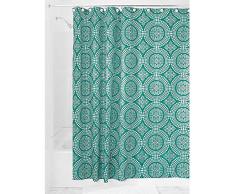 InterDesign Medallion Tenda Doccia, Tessuto, Verde, 180x0.2x180 cm