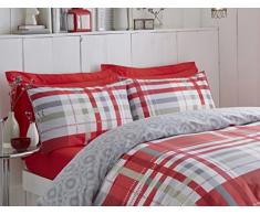 Charlotte Thomas Housewife - Coppia di federe in Poliestere e Cotone, Colore: Rosso/Grigio