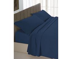 Italian Bed Linen Max Color Completo Letto, 100% Cotone, Blu Scuro, 2 Posti