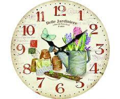 Molhome Vintage Orologio da Parete, Legno, Multicolore, 34 x 34 x 4 cm