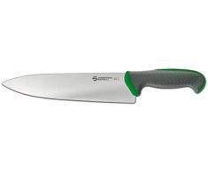Sanelli Ambrogio Linea TECNA Colore Trinciante Cuoco, Coltello Cucina per Frutta e Verdura. Manico Verde Igienico ed Ergonomico, Acciaio Inossidabile