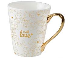 Ambition 92603 - Tazza da tÃ¨ in porcellana con manico, motivo: Topolino e Minnie, 320 ml, colore: oro