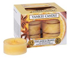 YANKEE CANDLE Tea Lights Star Anise & Orange Candela Profumata, Multicolore, Unica