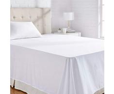 AmazonBasics - Lenzuolo sopra deluxe, in microfibra, a righe, 230 x 260 + 10 cm - Bianco Brillante