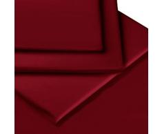 Linens Limited Set Copripiumino Liscio, Cotone Percalle 180 fii, Rosso Scuro, Doppio