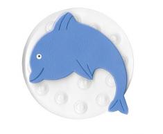 Kleine Wolke - Tappetino Antiscivolo per Vasca da Bagno a Forma di Delfino, Colore: Azzurro Cielo