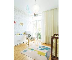 benuta - Tappeto per Bambini, Motivo: Giraffa e Elefante, in Fibra Sintetica, Blu, 140 x 200,0 x 2 cm