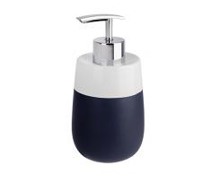 Wenko Malta - Dispenser per sapone liquido, capacitÃ 0,3 l, Ceramica, dunkelBlu, 7.5 x 7.5 x 15.5 cm