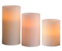 Best Season 066-35 Candele a LED con vera cera, luce tremolante, 3 pezzi