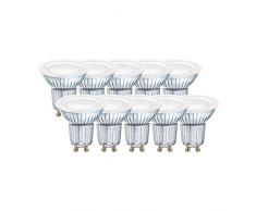 Osram Lampada LED con Riflettore GU10 6,9W Equivalente 80W - Angolo del fascio120Â°,Bianco caldo 2700K, 10 pezzi, a riflettore, vetro