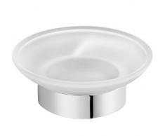 Bisk Natura Portasapone in Vetro Satinato con Supporto in Cromo, Montaggio a Parete