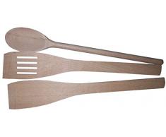 Fackelmann Set 2 Spatole con 1 Cucchiaio in Legno, Marrone