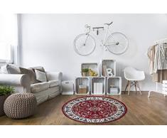 andiamo Klassicher Orientteppich Perserteppich Orientalisches Muster Webteppich Kurzflor Runder Teppich Tappeto, Polipropilene, Rot, 120 cm Tondo