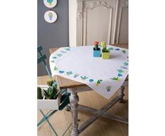 Vervaco 0155956 â Kit per Punto Croce Ricamo tovaglia per auszählen, Cotone, Bianco, 80 x 80 x 0,3 cm