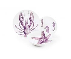 Excelsa Flore et Faune Set Posto Tavola: 3 Piatti, Ceramica