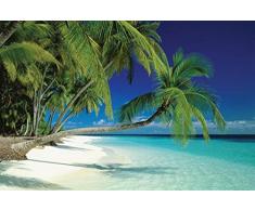 1art1 Spiagge - Maldives Beach, Palms Poster Stampa (91 x 61cm)
