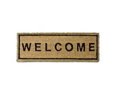 Relaxdays 10016749 Zerbino per Ingresso, Motivo Welcome, in Fibra di Cocco, Antiscivolo, 75 X 25 X 1.35 cm, Marrone