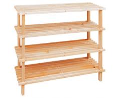 Relaxdays Scaffale a 4 ripiani in legno porta scarpe con le seguenti misure (B x H x T) : ca. 74 x 67 x 26 cm Scarpiera salvaspazio modello XXXL in legno con 4 ripiani in tutto Portascarpe 100% legno