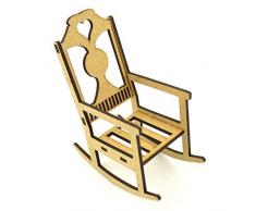 Sedia a Dondolo in Legno l Elfo, Accessori, Natale, MDF, Tagliati al Laser, Confezione Piatta