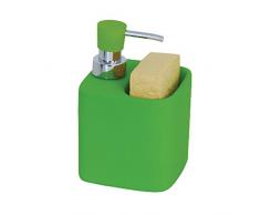 MSV 110452, Dispenser di Sapone in Ceramica e plastica, Cromato, 15 x 12 x 13 cm, Verde (GrÃ¼n)
