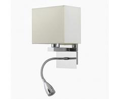 ONLI Bed Applique Lampada da Lettura con Paralume in Tessuto Avorio