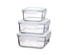GLASSLOCK Vetro slock Rettangolare contenitoriÂ âÂ Tipo di Forno a microonde, Vetro, Blau, 17 x 17 x 15 cm