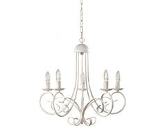 ONLI Pompei - Lampadario 5 luci, stile classico ed elegante. Struttura in metallo. Bianco