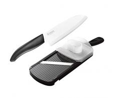 Kyocera Gen Set Coltello Ceramica Bianca e Affettatrice, Nero
