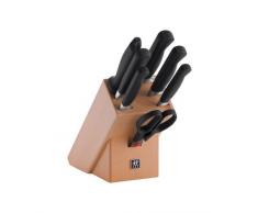 ZWILLING 33620-002-0 Set di Coltelli con Ceppo 8 Pezzi, Acciaio Inossidabile, Legno Naturale