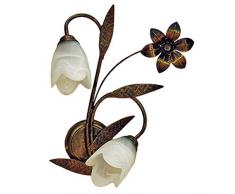ONLI Forgiata - Applique 2 Luci, Vetro opaco color Bianco, Metallo Marrone spennelato Oro