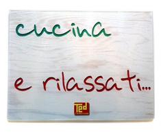 Outlook Design Ted Large Tagliere Temperato Modello 6, Scritta Cucina e Rilassati, 39.50x29.50x0.4 cm