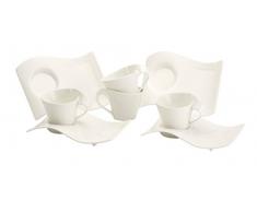 Villeroy & Boch NewWave Set per Cappuccino per 4 Persone, Tazze da Caffè, Design Sinuoso, Lavabile in Lavastoviglie, Porcellana Premium, Bianco, Set da 8 pezzi